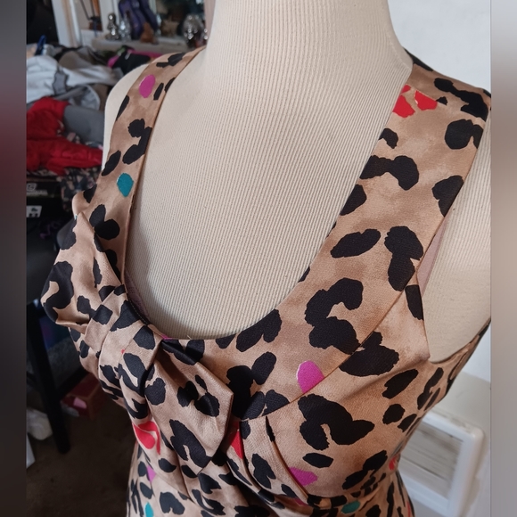 KATE SPADE "Bette" Leopard Print Silk Cocktail Dress: sz. 2 - Picture 2 of 6